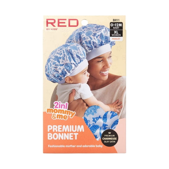 Red by Kiss 2-in-1 Mommy & Me Bonnet Sleeping Caps Hair Bonnet Hair Wrap (Paisley) Multi Color