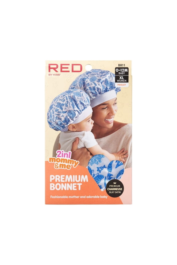 Red by Kiss 2-in-1 Mommy & Me Bonnet Sleeping Caps Hair Bonnet Hair Wrap (Paisley) Multi Color