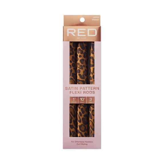 Red by Kiss Animal Print Satin Flexi Rods | Heatless Curlers for Smooth, Frizz-Free Curls