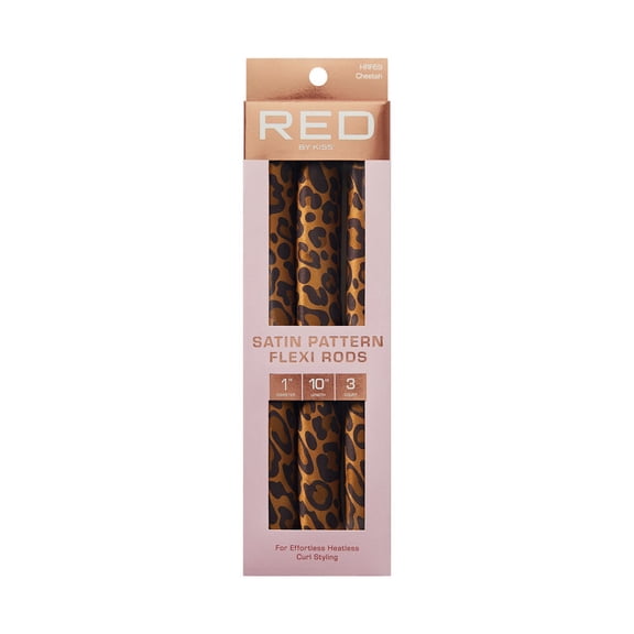 Red by Kiss Animal Print Satin Flexi Rods | Heatless Curlers for Smooth, Frizz-Free Curls