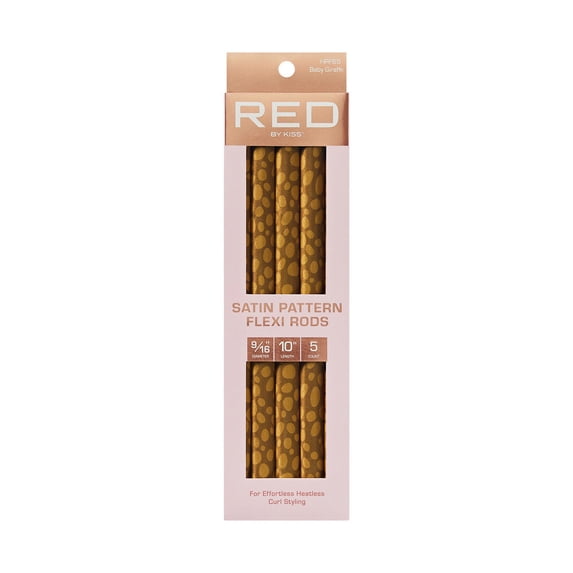 Red by Kiss Animal Print Satin Flexi Rods | Heatless Curlers for Smooth, Frizz-Free Curls