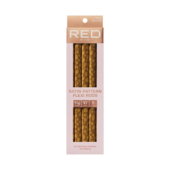 Red by Kiss Animal Print Satin Flexi Rods | Heatless Curlers for Smooth, Frizz-Free Curls