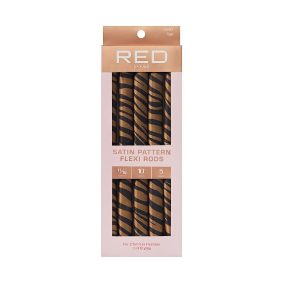 Red by Kiss Animal Print Satin Flexi Rods | Heatless Curlers for Smooth, Frizz-Free Curls