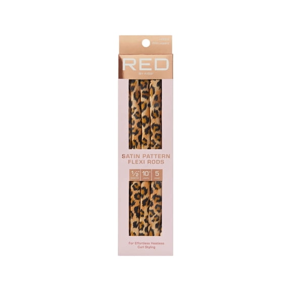 Red by Kiss Animal Print Satin Flexi Rods | Heatless Curlers for Smooth, Frizz-Free Curls
