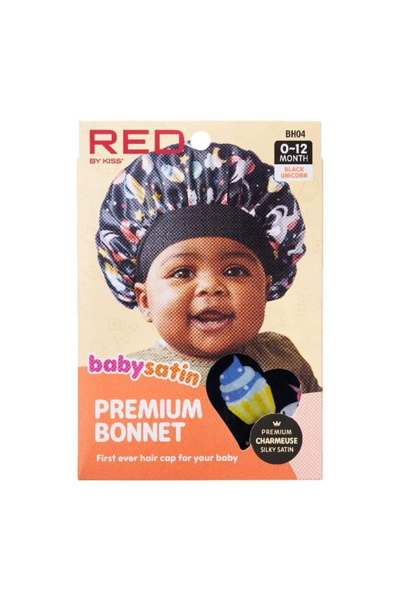 Red by Kiss Baby Satin Bonnet Sleep Caps Hair Wraps Hair Bonnet (Black Unicorn)