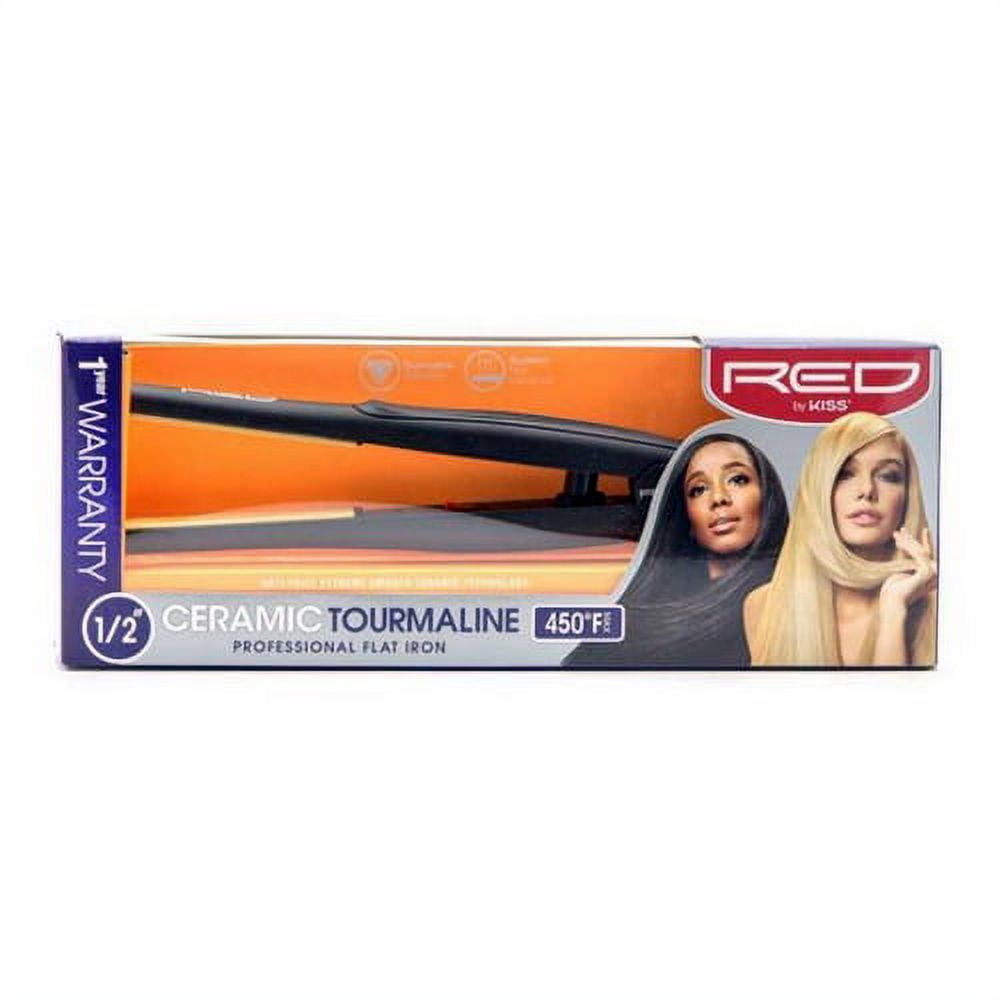 Red by Kiss Ceramic Tourmaline Professional Flat Iron Half Inch 1