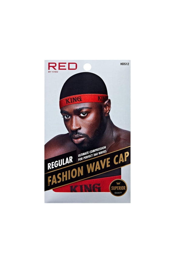 Red by Kiss Fashion Wave Cap, Regular Size, Ultra-Stretch Fit, Durable Elastic Band, All Day Hair Compression, Perfect Layering with Durag