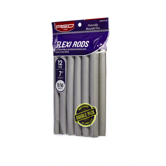 Red by Kiss Flexi Rods (7" Length, 11/16" Diameter) Value Pack- 12pcs Gray [HRF07VP]