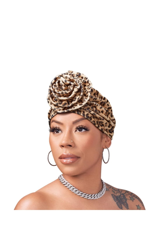 Red by Kiss Keyshia Cole X Top Knot Turban Ritzy Velvet Leopard (HQ62)