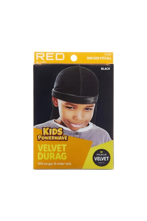 Red by Kiss Kids Power Wave Velvet Durag - Black
