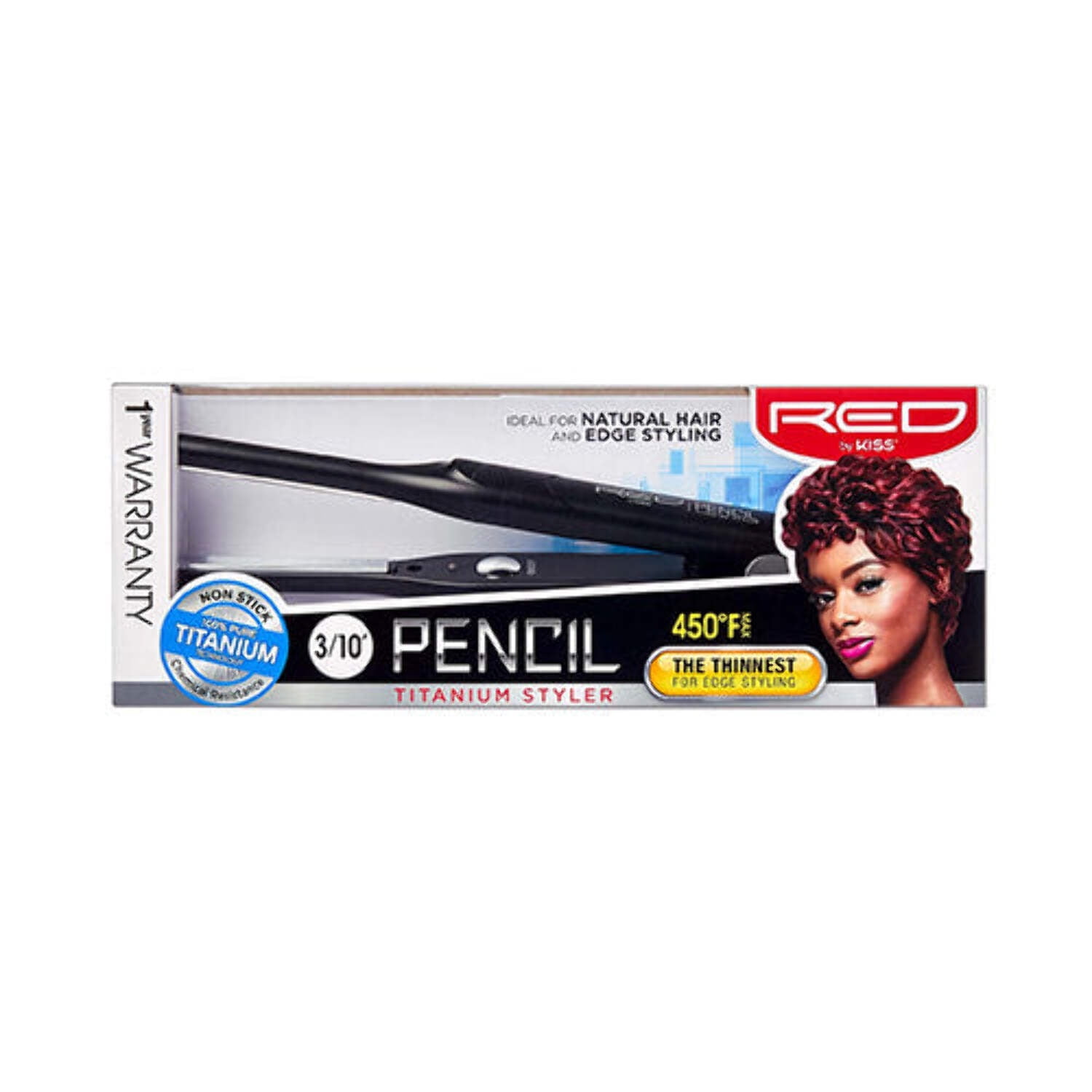 RED by KISS Titanium Styler Pencil Flat Iron, 3/10 inch, 450¬∞F