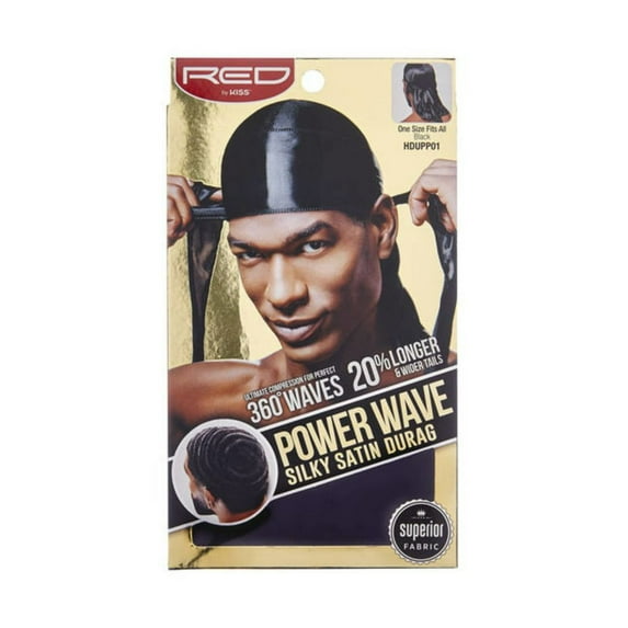 Red by Kiss Power Wave Silky Durag Compression Silky Bandana Solid Black