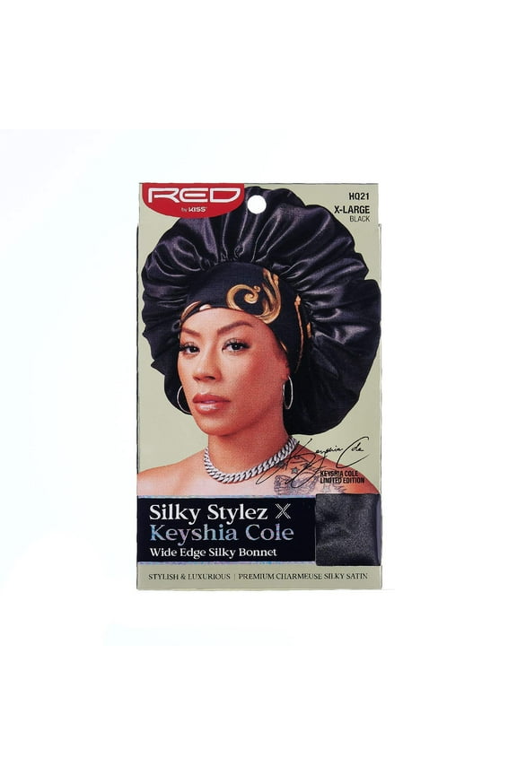 Red by Kiss Silky Stylez X Keyshia Cole Wide Edge Silky Bonnet X-Large Black (HQ21)