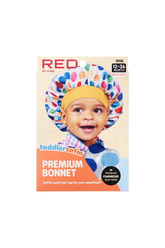 Red by Kiss Toddler Satin Bonnet Sleep Caps Hair Wraps Hair Bonnet (Multi Dots)