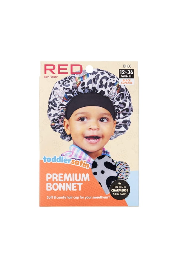 Red by Kiss Toddler Satin Bonnet Sleep Caps Hair Wraps Hair Bonnet (Black Cupcake)
