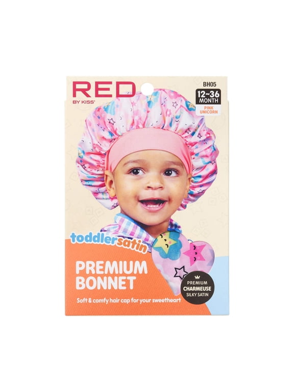 Red by Kiss Toddler Satin Bonnet Sleep Caps Hair Wraps Hair Bonnet (Pink Unicorn)