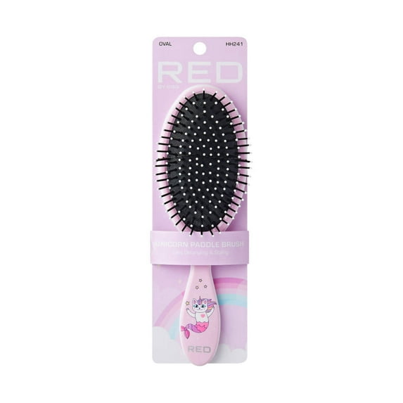 Red by Kiss Unicorn Detangler Brushes, Cute Kids Hairbrush Easy Wet Dry Hair Detangling & Styling, Scalp Massage & Smooth (Oval, Catmermaid)
