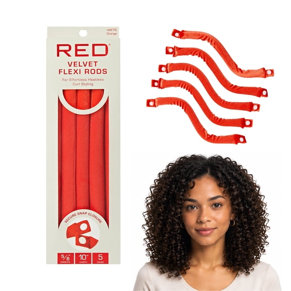 Red by Kiss Velvet Flexi Rods Heatless Curlers (Orange - 5/8", 5 Count)