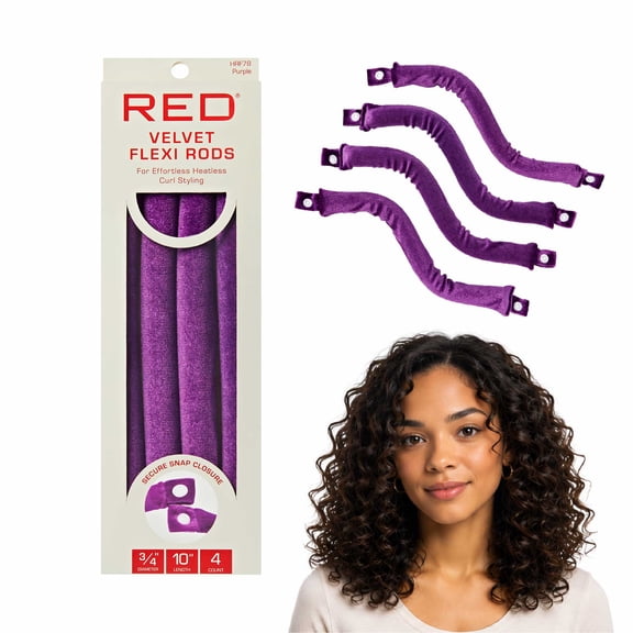 Red by Kiss Velvet Flexi Rods Heatless Curlers (Purple - 3/4", 4 Count)