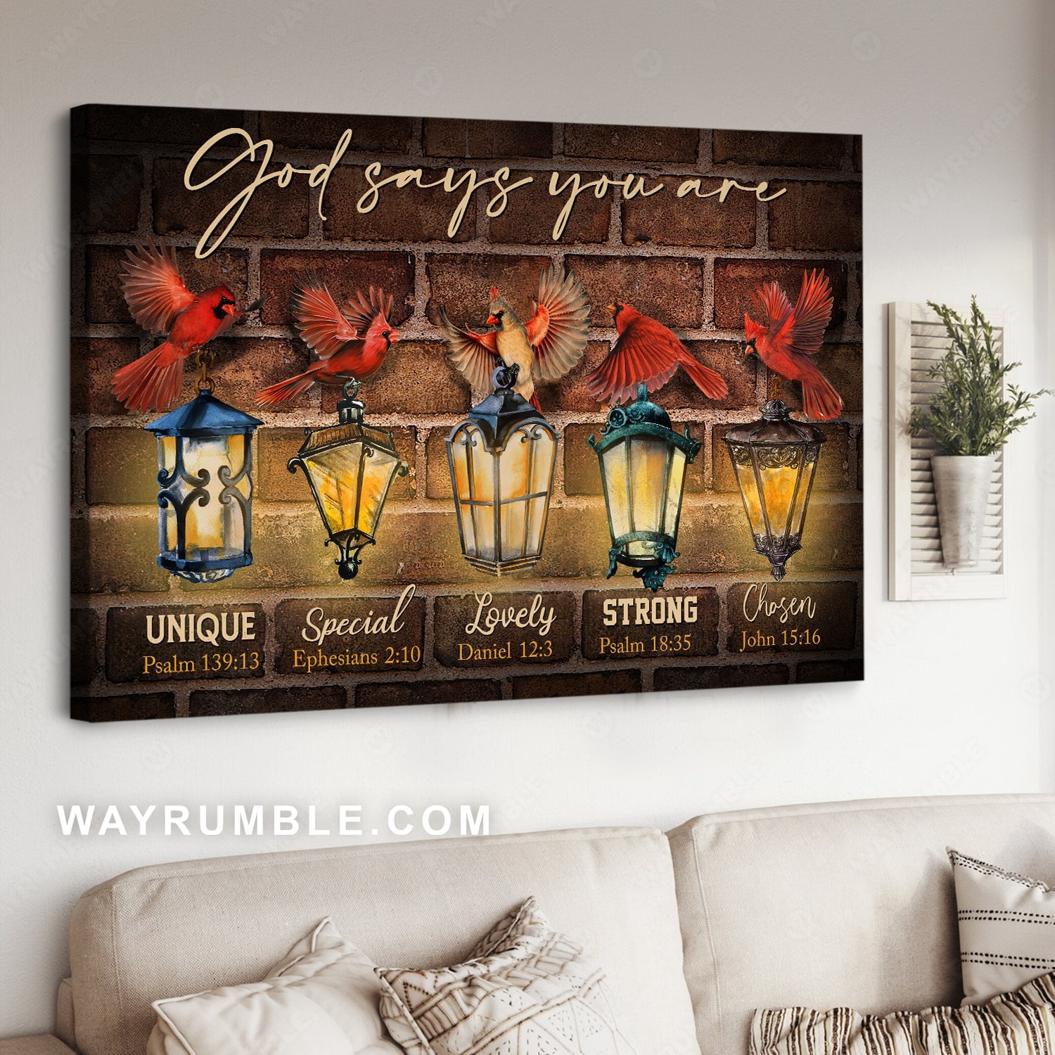 Red cardinals, Street lamps, God says you are unique - Jesus Landscape ...