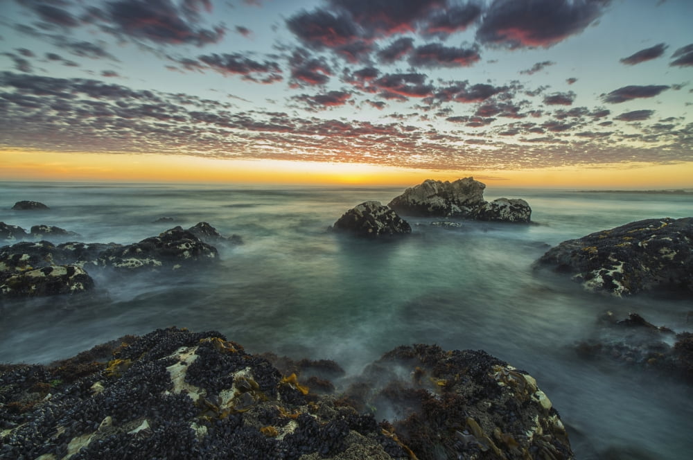 Red clouds of sunset over the ocean along the coast of South Africa near Hondeklip Bay Namakwa South Africa Canvas Art - Robert Postma Design Pics (38 x 24)