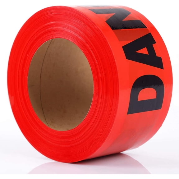 Red danger warning tape, no entry, 3 inches 1000 feet, with prominent black printing, for high visibility warning isolation tape, non-adhesive, for danger, construction, crime scenes
