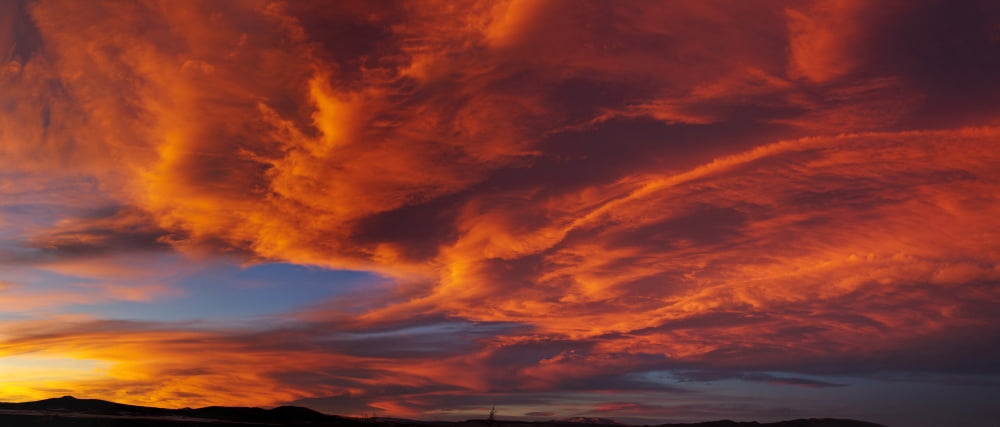 Red dramatic sky during sunset Taos Taos County New Mexico USA Canvas Art - Panoramic Images (36 x 12)