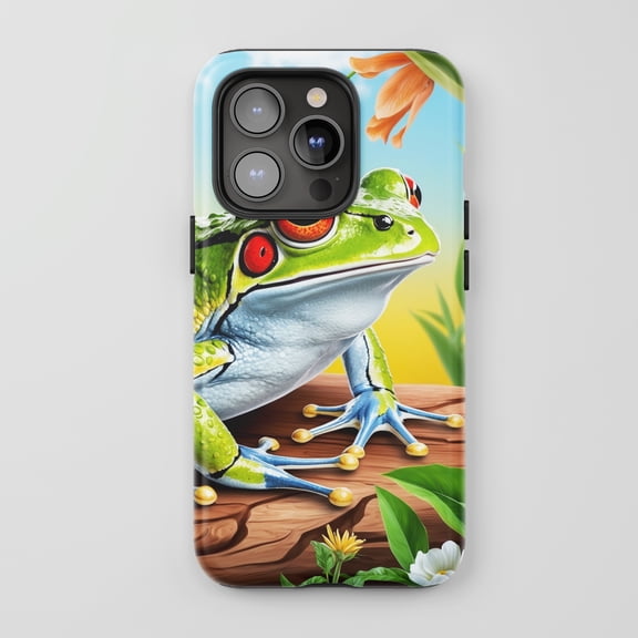 Red-eyed Tree Frog For All iPhone Series Protective Phone Case Wildlife Nature Art Vibrant Multi-Color