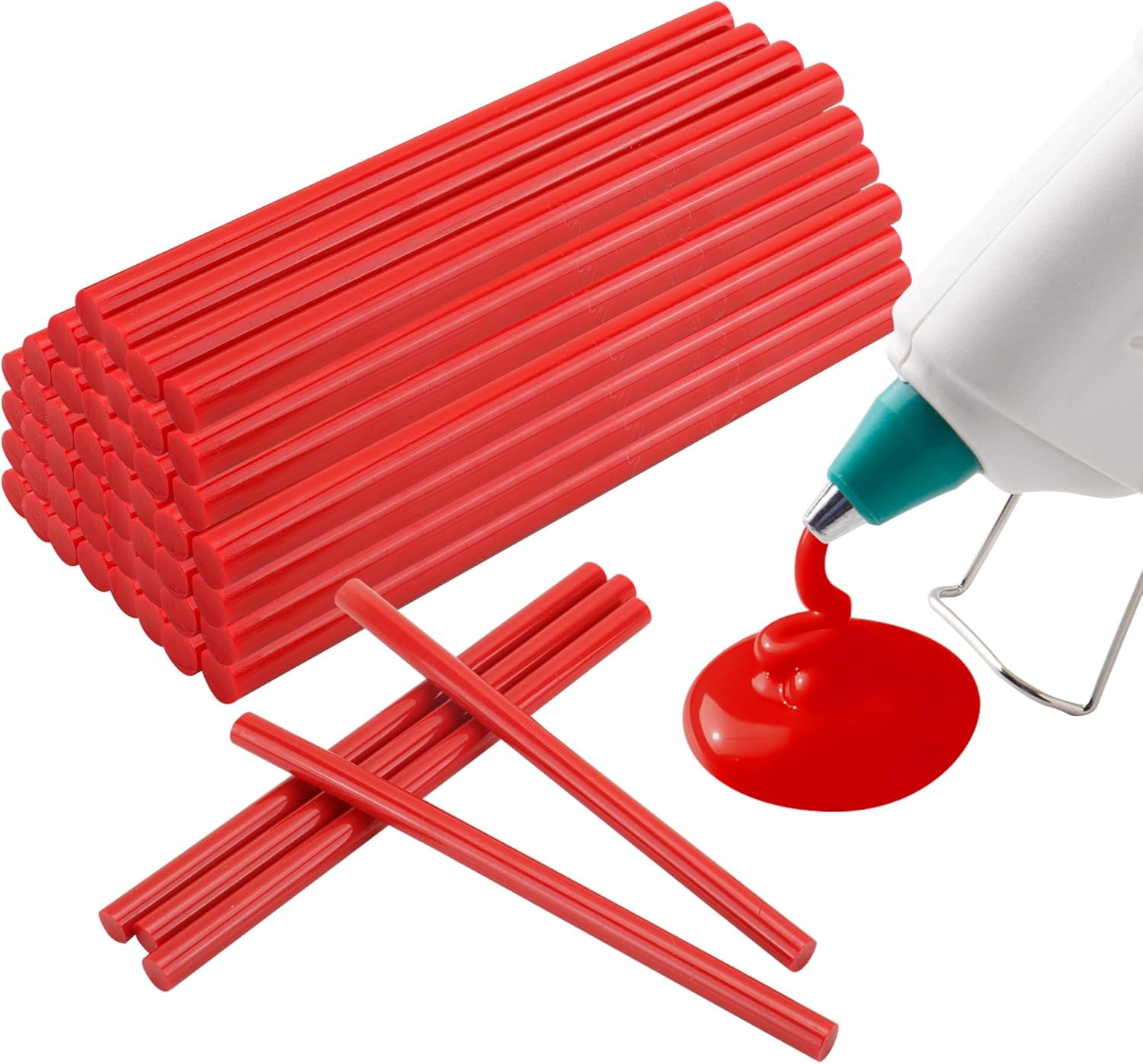 Red hot Glue Sticks Full Size 0.43” Dia x 8” Long, 52 pcs Hot melt Adhesive Sticks, All-Purpose Colored Gun for Christmas Decoration Crafts Arts School Home Repair Bonding
