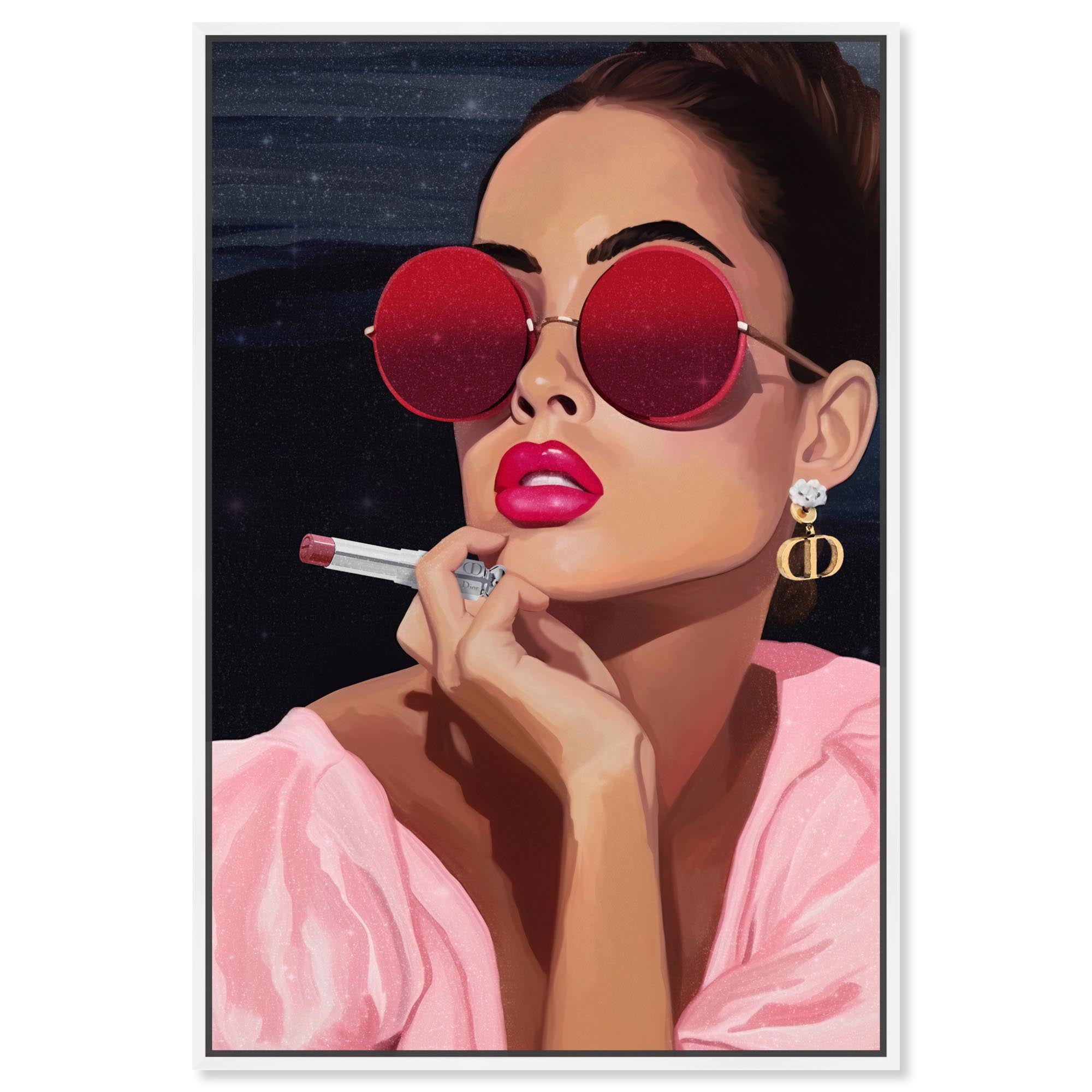 Retro Glam Art Print on Canvas with White Frame, 10" x 15"