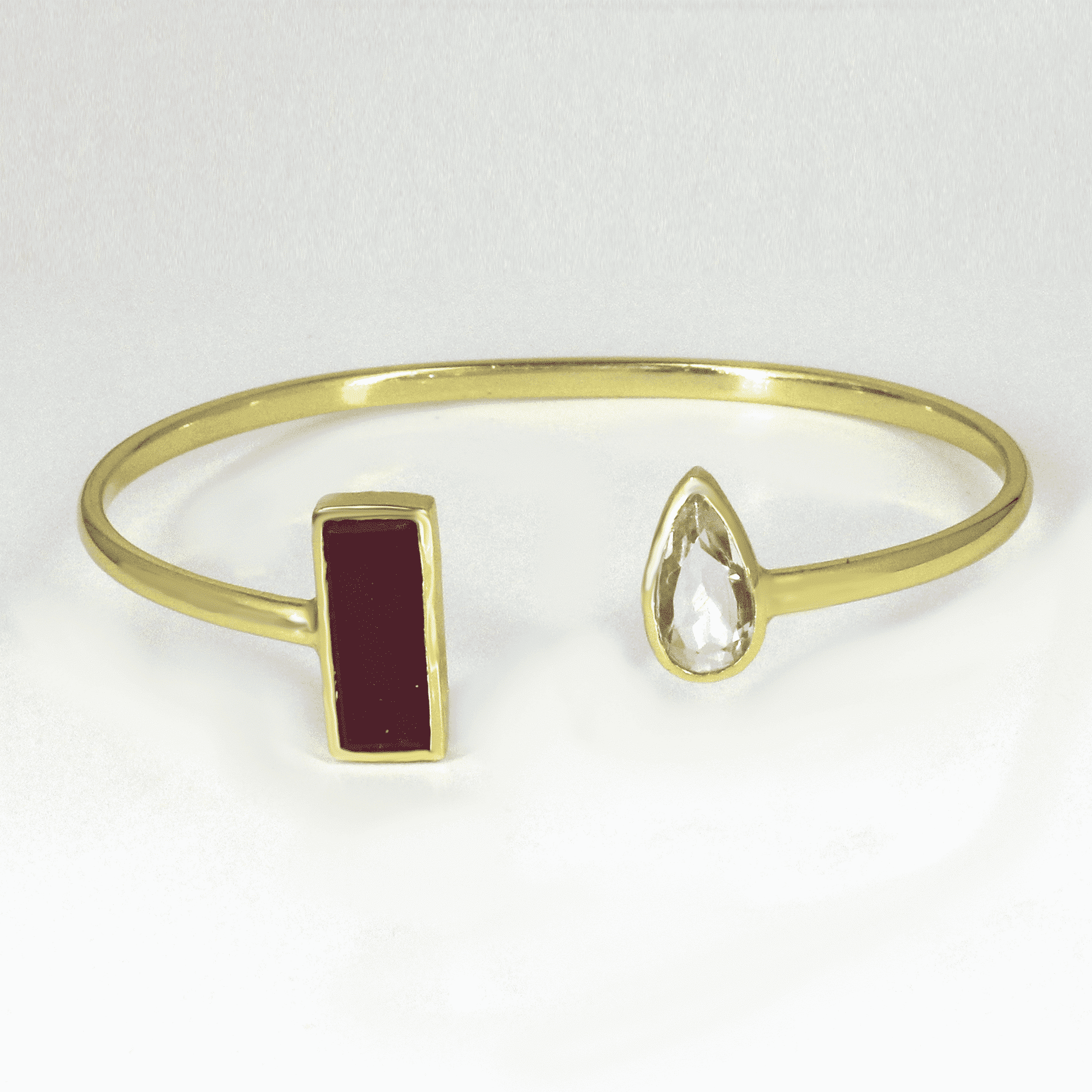 Maya Natural Red jade And Crystal 18k Gold Plated Bracelet