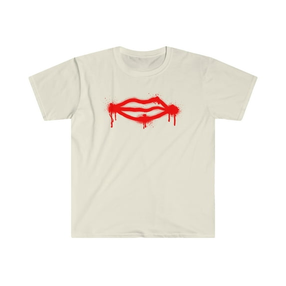 Red lips t shirt paintbrush red lips Unisex Softstyle T-Shirt
