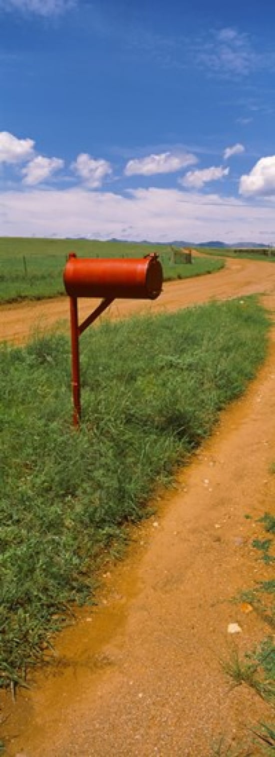 Red mailbox at the roadside San Rafael Valley Arizona USA Canvas Art - Panoramic Images (36 x 13)
