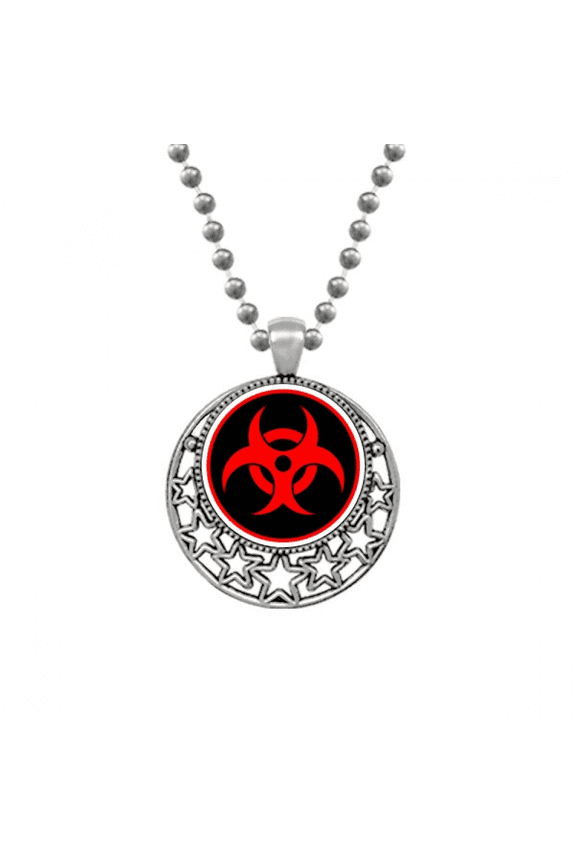 Red nuclear Checal Radiation Symbol Necklaces Pendant Retro Moon Stars Jewelry