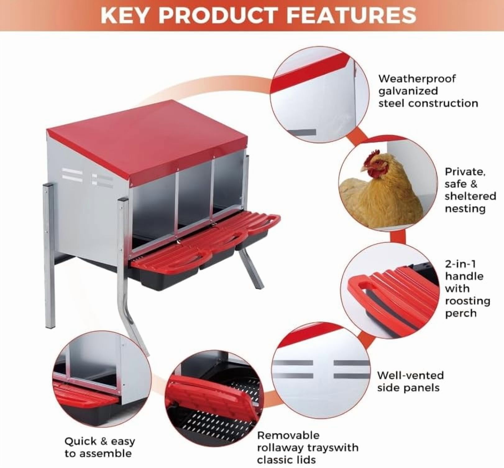 Red padded chicken coop with three stands - Walmart.com