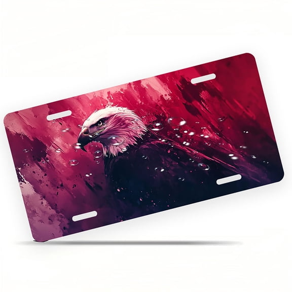 Red - painted Eagle Funny Personalized License Plate Rust-proof Stainless Steel Metal License Plate Suitable For Men And Women 12.2" x 6.2"