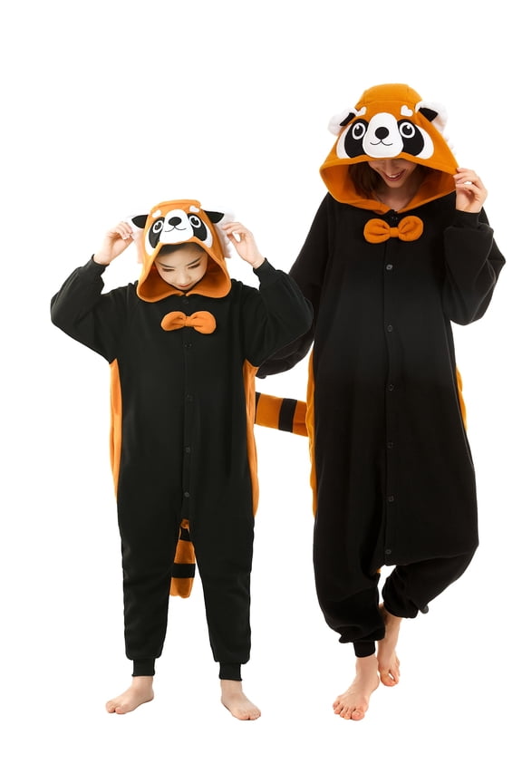 Red panda Onesie Adults Unisex Animal Pajama Polyester One-Piece Sleepwear for Women and Men Large