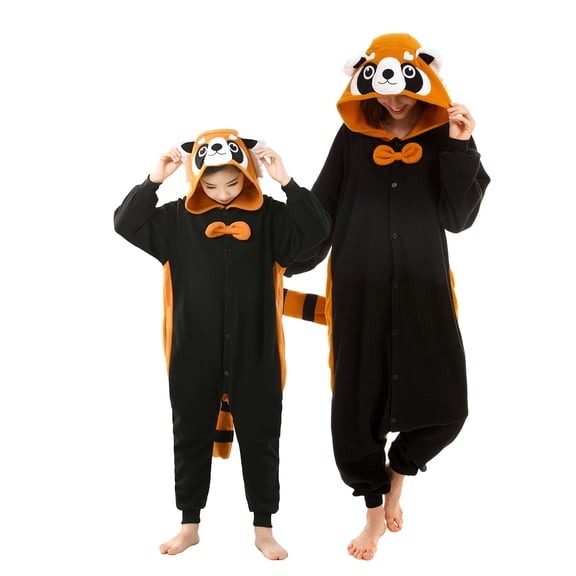 Red panda Onesie Adults Unisex Animal Pajama Polyester One-Piece Sleepwear for Women and Men Small