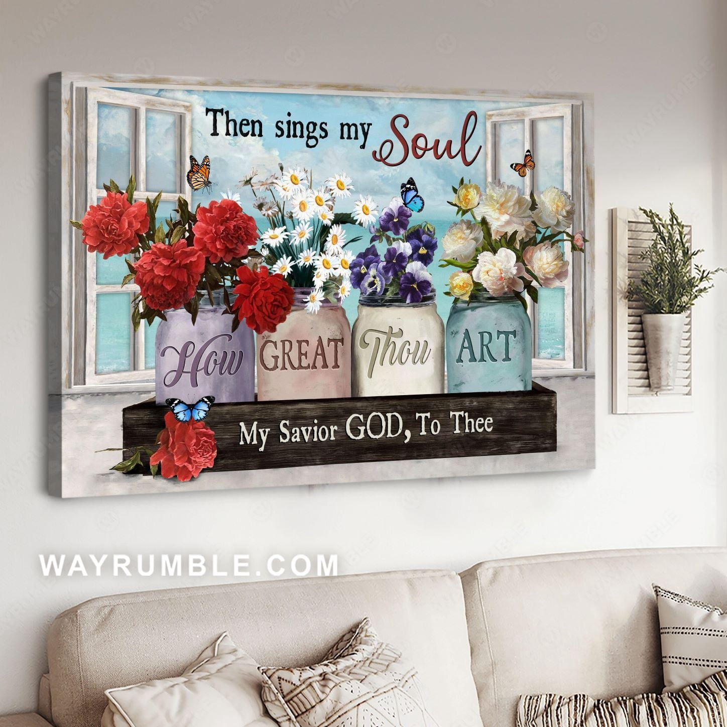 Red peony, Purple pansy, White daisy, Yellow rose, Then sings my soul ...