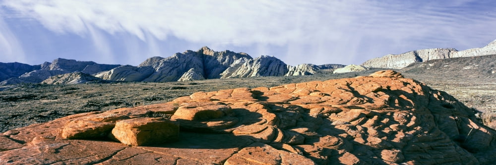 Red petrified sand dunes white Navajo sandstone and lava flows Snow Canyon State Park Utah USA Canvas Art - Panoramic Images (12 x 36)