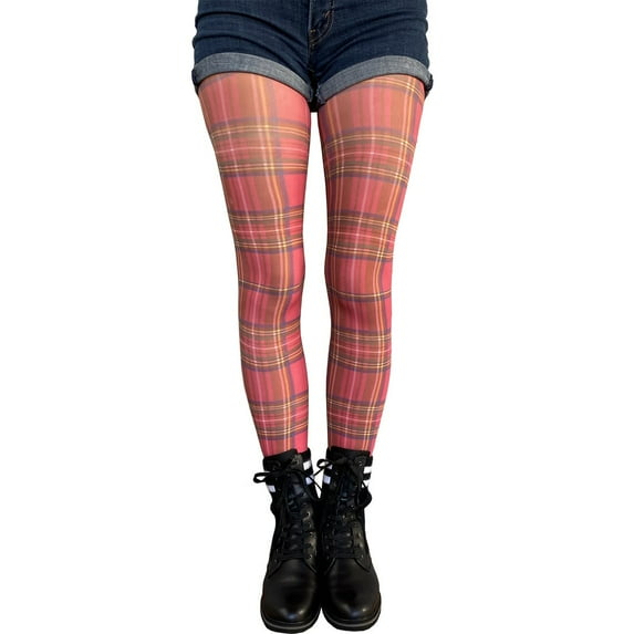 Red plaid Patterned Tights, fashion Pantyhose for all Women