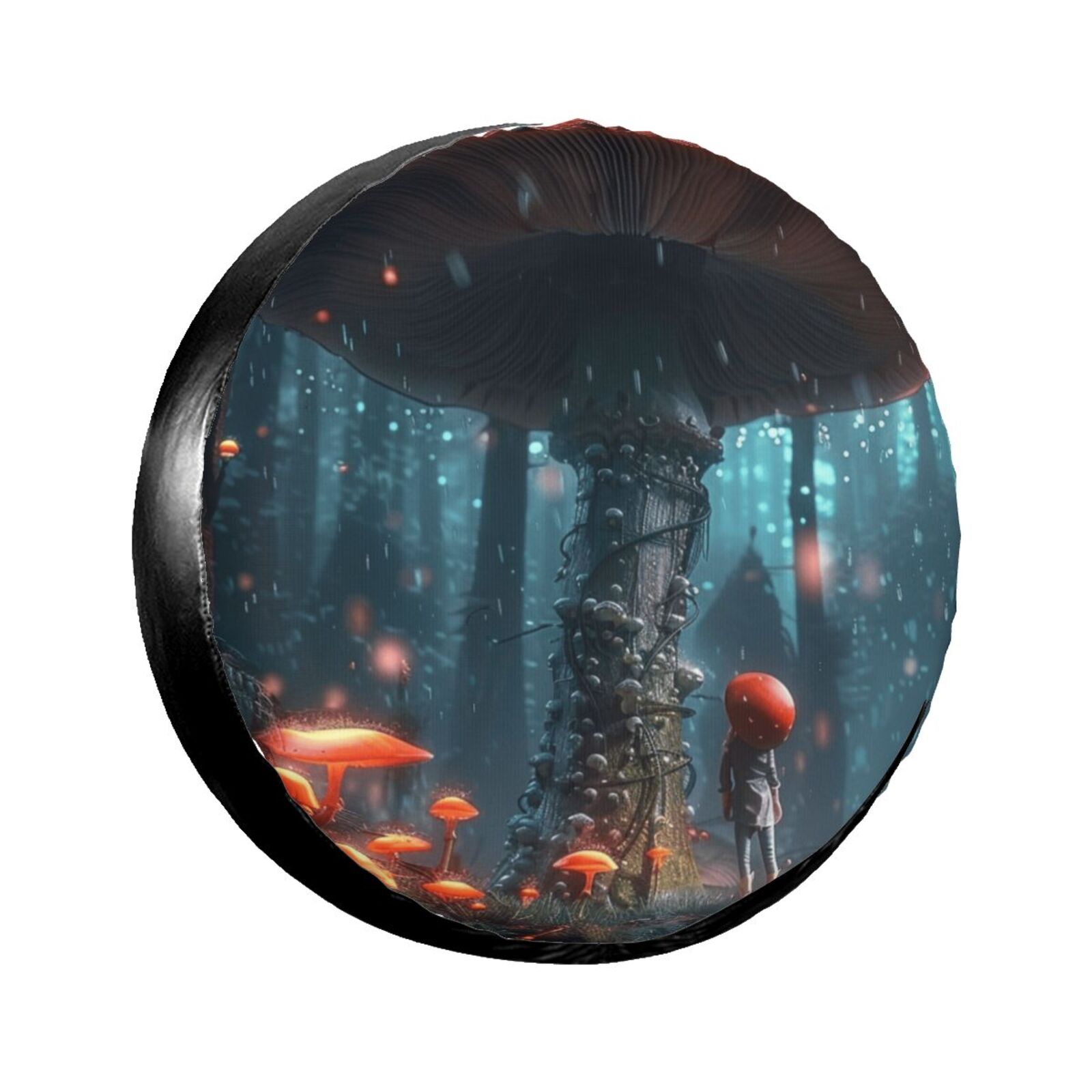 Red plant closeup Spare tire cover wheel protector, weather resistant