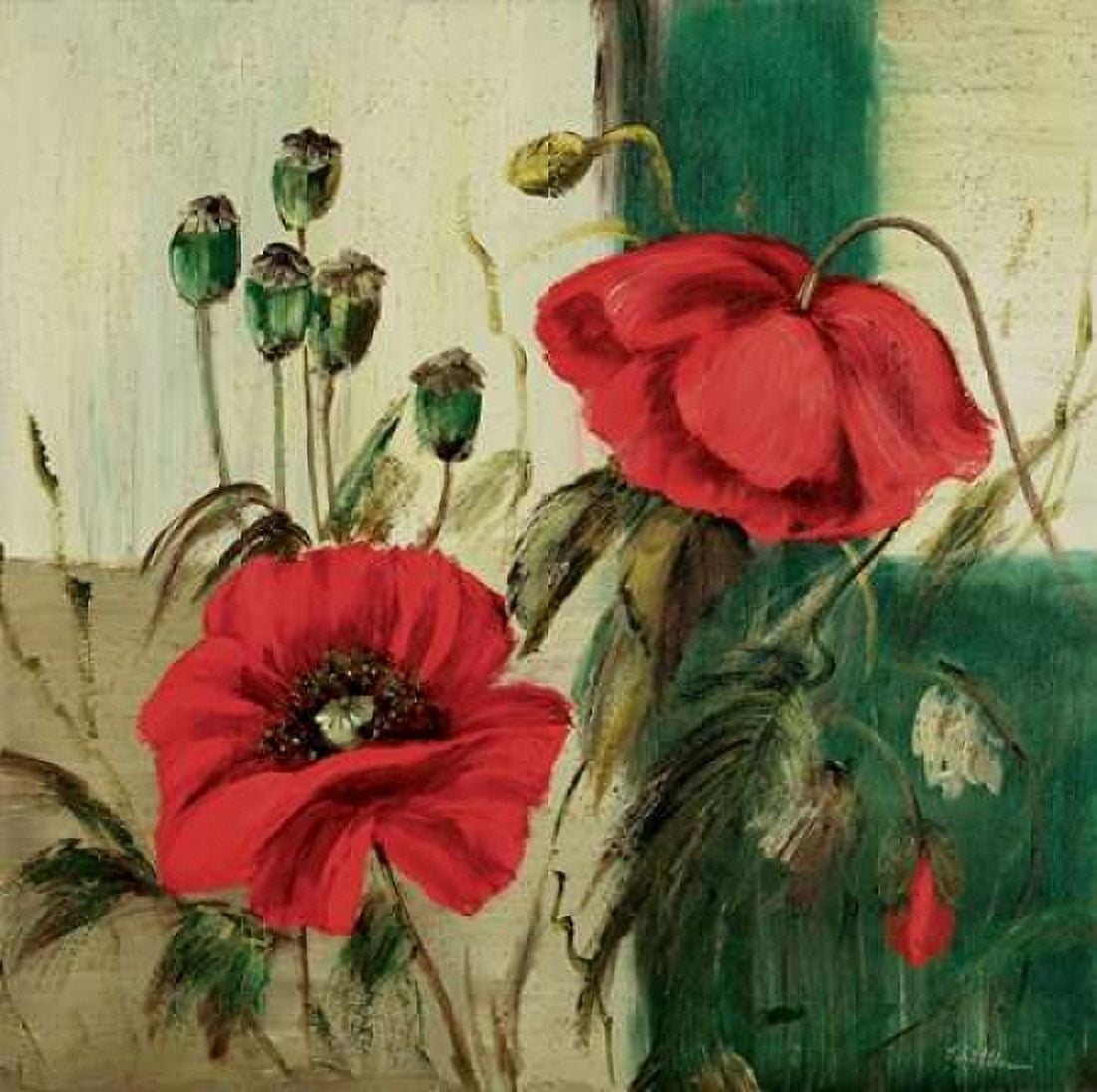 Red poppies composition II Canvas Art - Katharina Schottler (24 x 24)