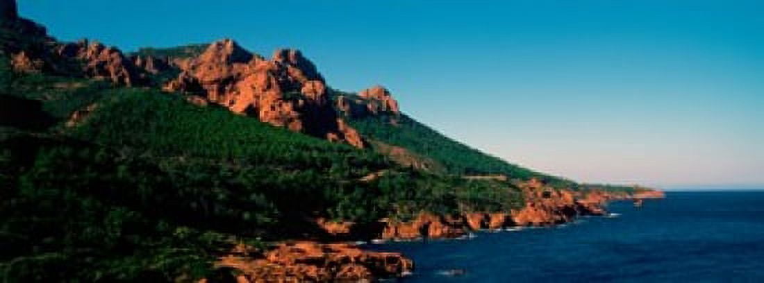 Red rocks in the late afternoon summer light at coast Esterel Massif French Riviera Provence-Alpes-Cote dAzur France Canvas Art - Panoramic Images (36 x 13)