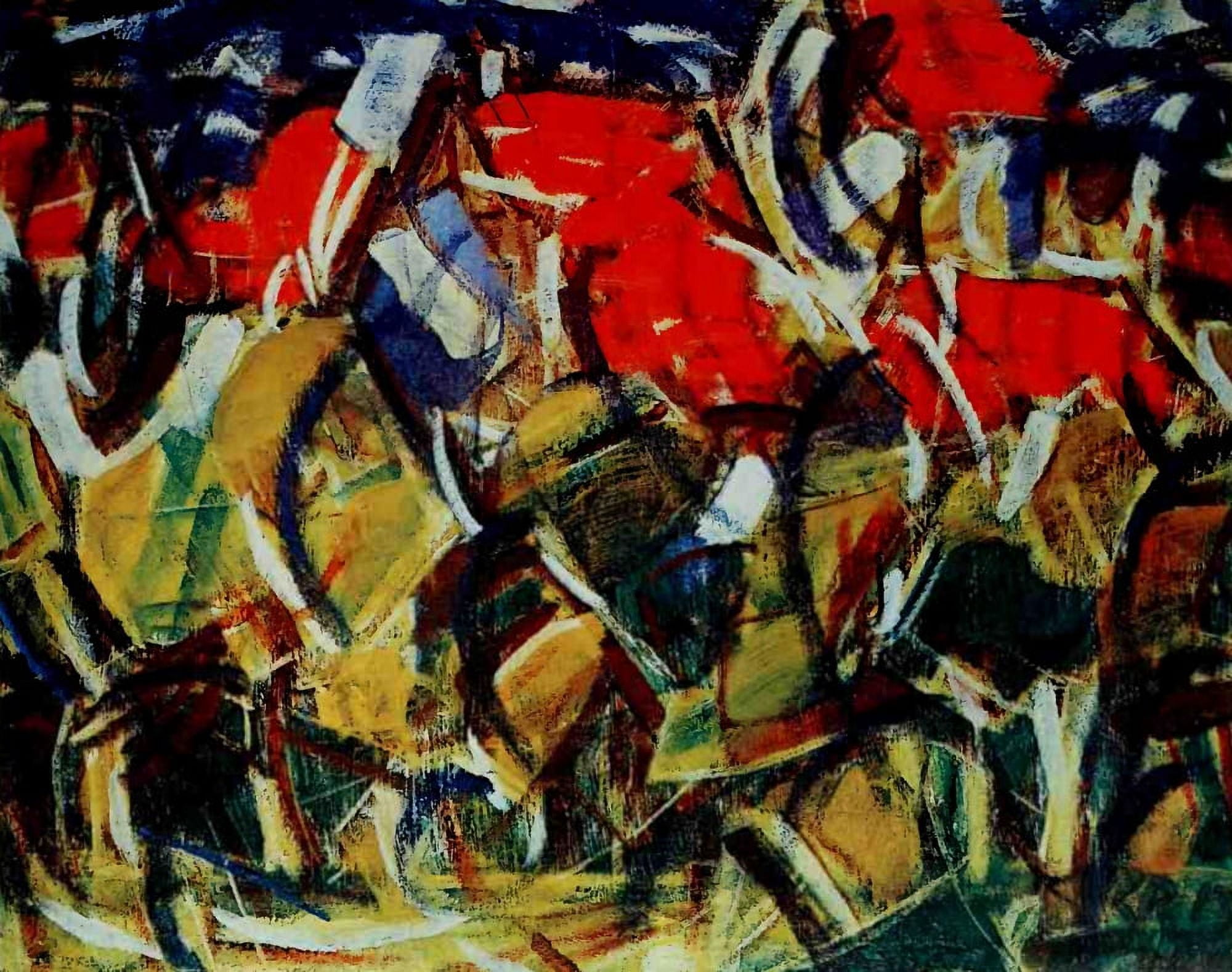 Red roofs beneath trees 1913 Canvas Art - Christian Rohlfs (24 x 36)