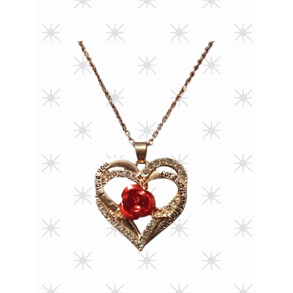 Red rose charm necklace (Gold)