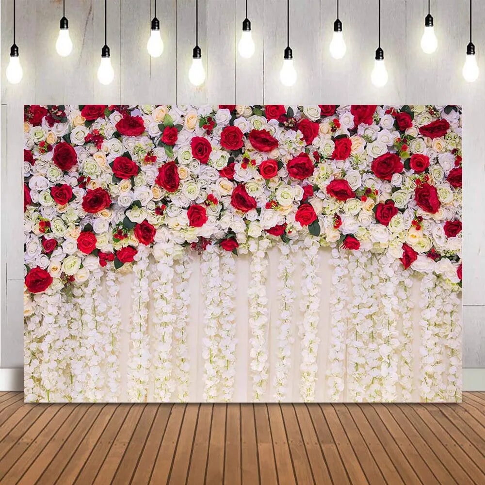 Red rose flower backdrop for photography wedding bridal shower photo