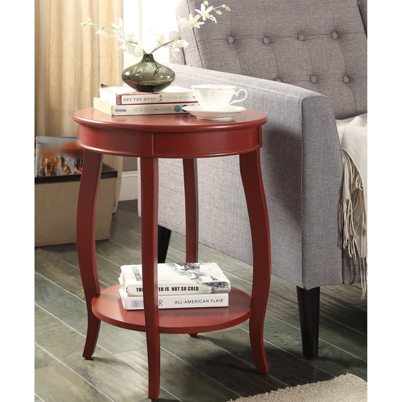 Red round leg table / Bathroom corner use / Bottom shelf storage
