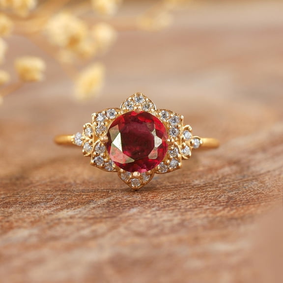 Red ruby ring, ring for women, round cut ruby ring, Minimalist ring, AAA Ruby ring, Gold ruby ring, Gemstone ring, Natural ruby ring for her
