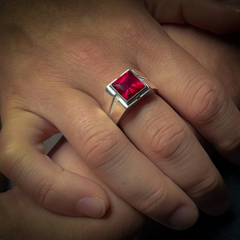 Statement mens ruby rings sales